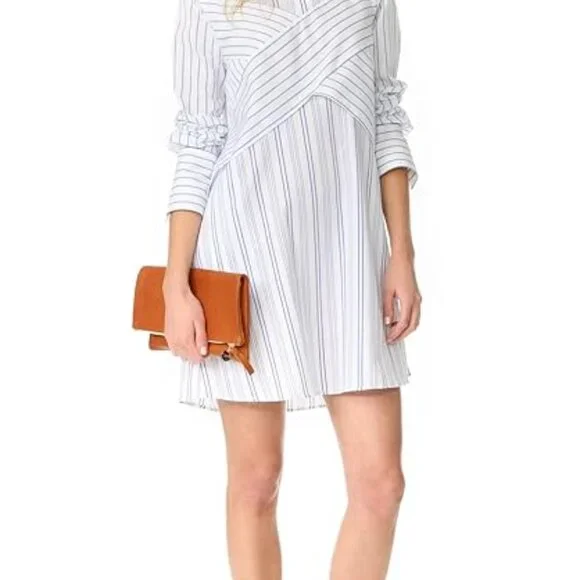 BCBGMaxAzaria Azriel Striped Shirt Dress Women Size XS Cotton Casual Collar - Picture 2 of 13